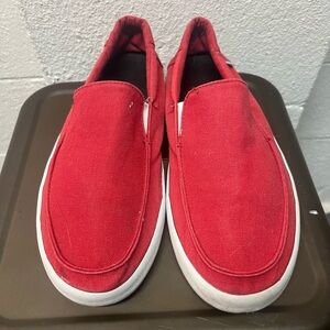 Vans Classic Distressed Red Slip-On Loafers. Size 10